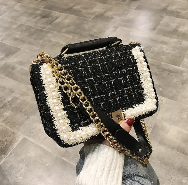 2020 Mode Neue Damen Quadratische Tragetasche Hochwertige Wollperlen Designer-Handtasche Damen Kettenschulter Crossbody-Tasche Reise Fashion Nova Taschen