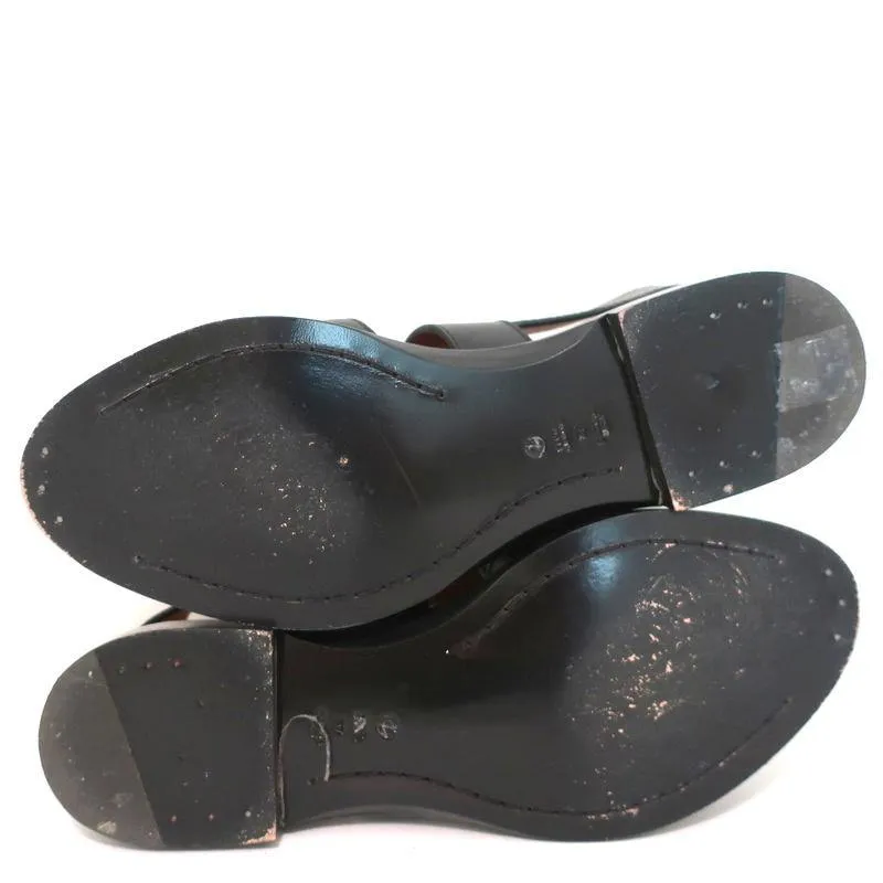 3.1 Phillip Lim Sandalen Addis Schwarz Ausschnitt Leder Größe 37 Spitzenoffene Flats