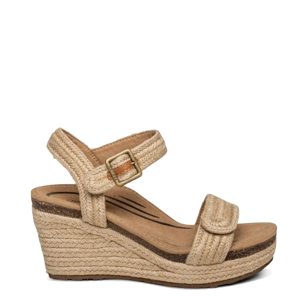 Aetrex Damen Sydney Viertelriemen Espadrille Keilabsatz Sandale in Natur