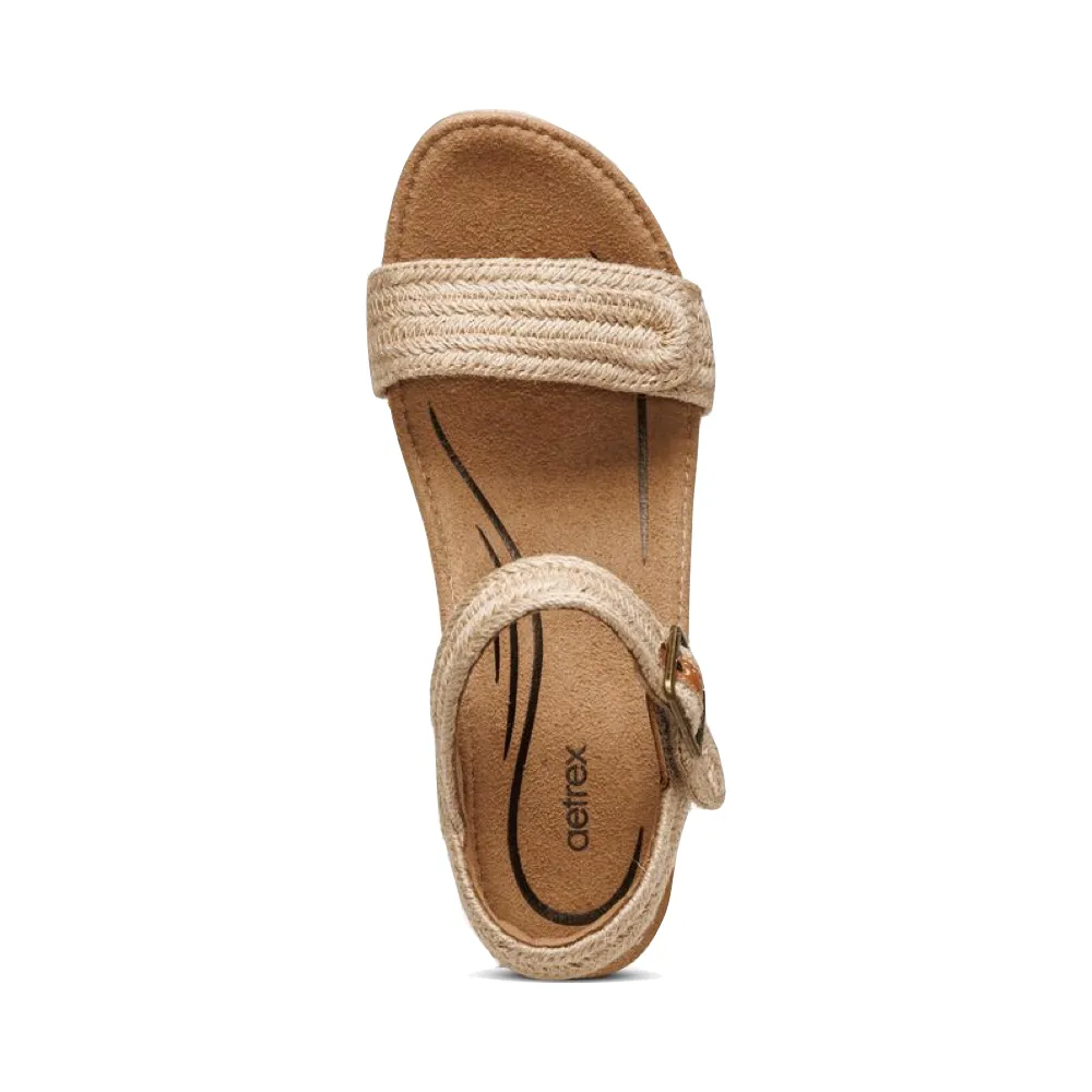 Aetrex Damen Sydney Viertelriemen Espadrille Keilabsatz Sandale in Natur