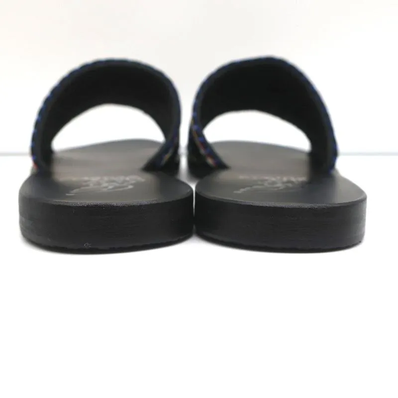 Antike griechische Sandalen Taygete Slides Schwarz Raffia-verziertes Leder Größe 38 NEU