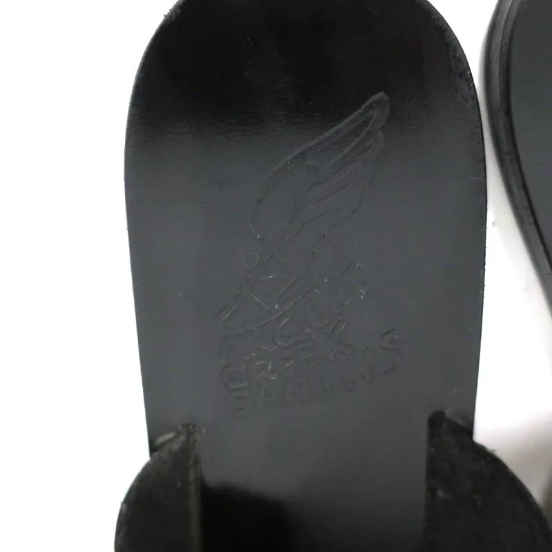 Antike Griechische Sandalen Thais Kreuzband-Sandalen Schwarz Stachelbesetztes Leder Größe 39