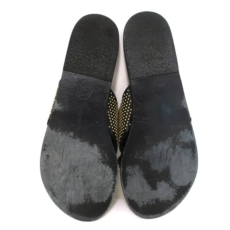 Antike Griechische Sandalen Thais Kreuzband-Sandalen Schwarz Stachelbesetztes Leder Größe 39