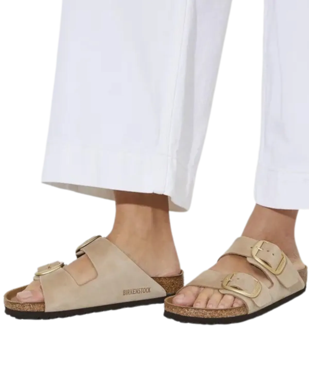 Arizona Big Buckle Nubuk-Ledersandalen in Sandcastle