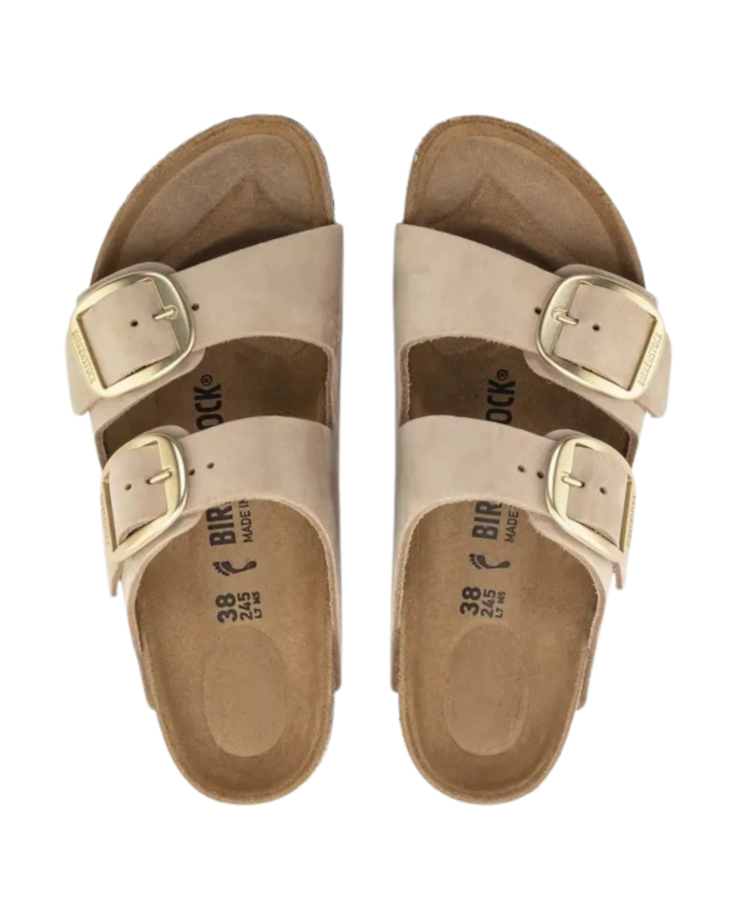 Arizona Big Buckle Nubuk-Ledersandalen in Sandcastle
