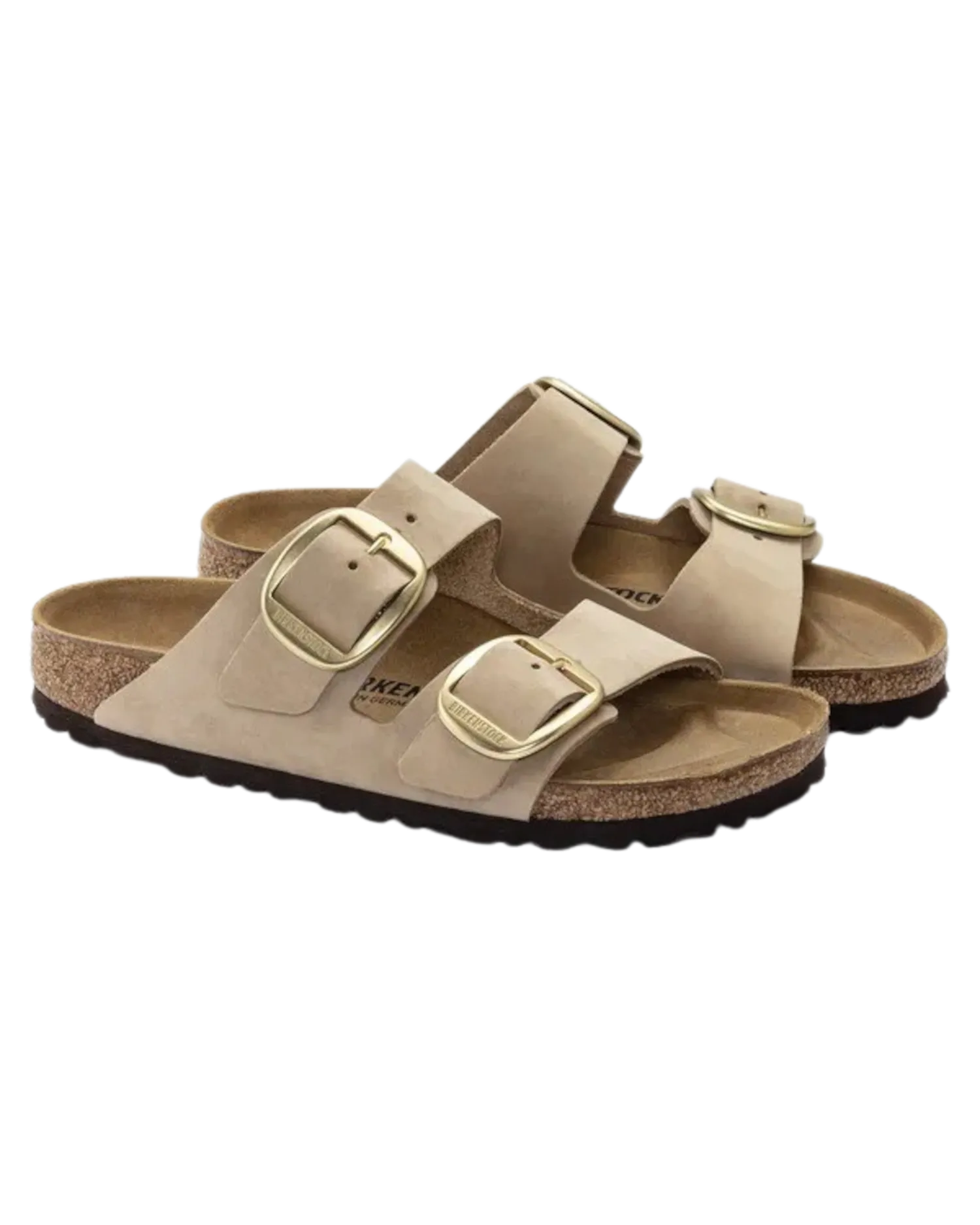 Arizona Big Buckle Nubuk-Ledersandalen in Sandcastle