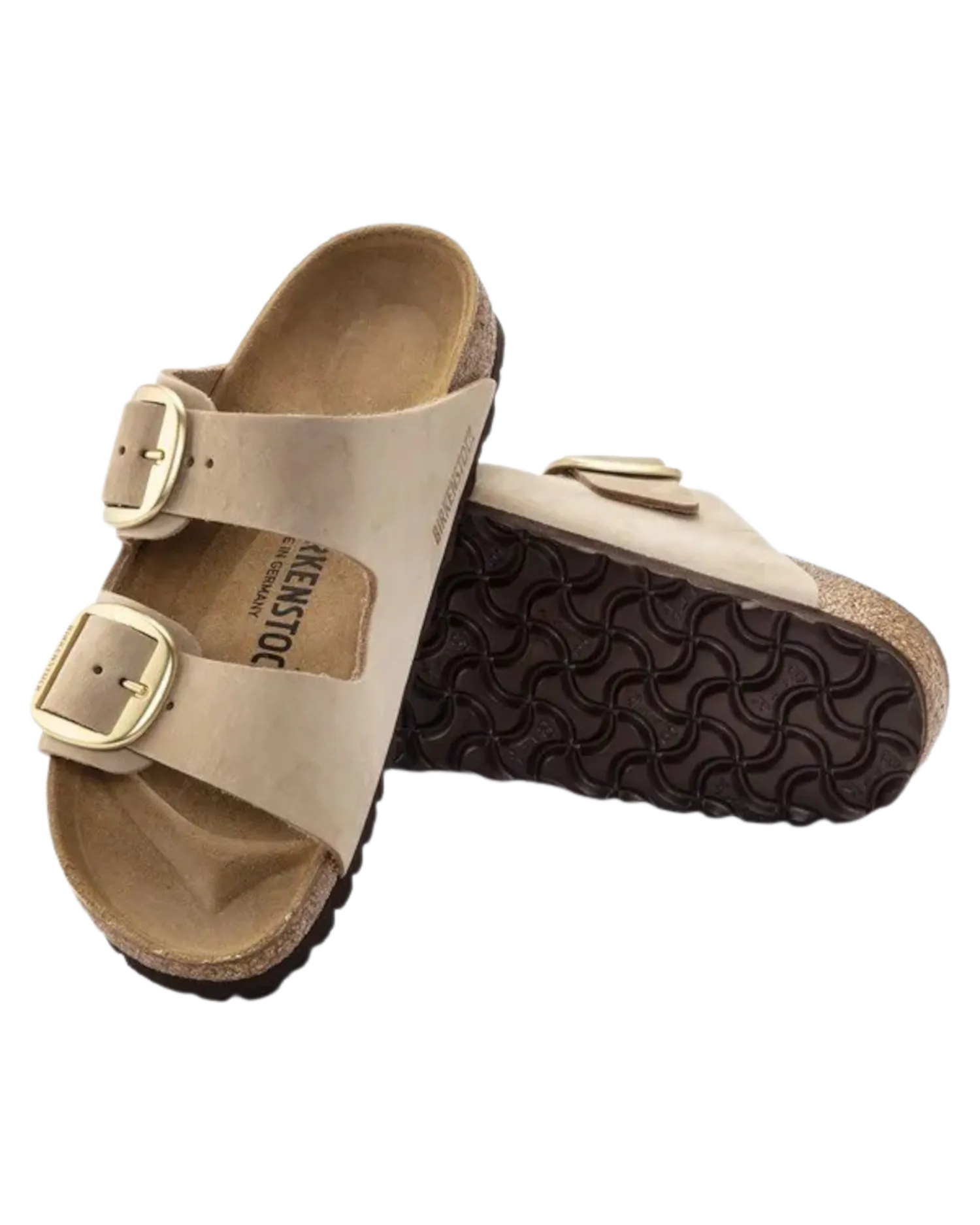 Arizona Big Buckle Nubuk-Ledersandalen in Sandcastle