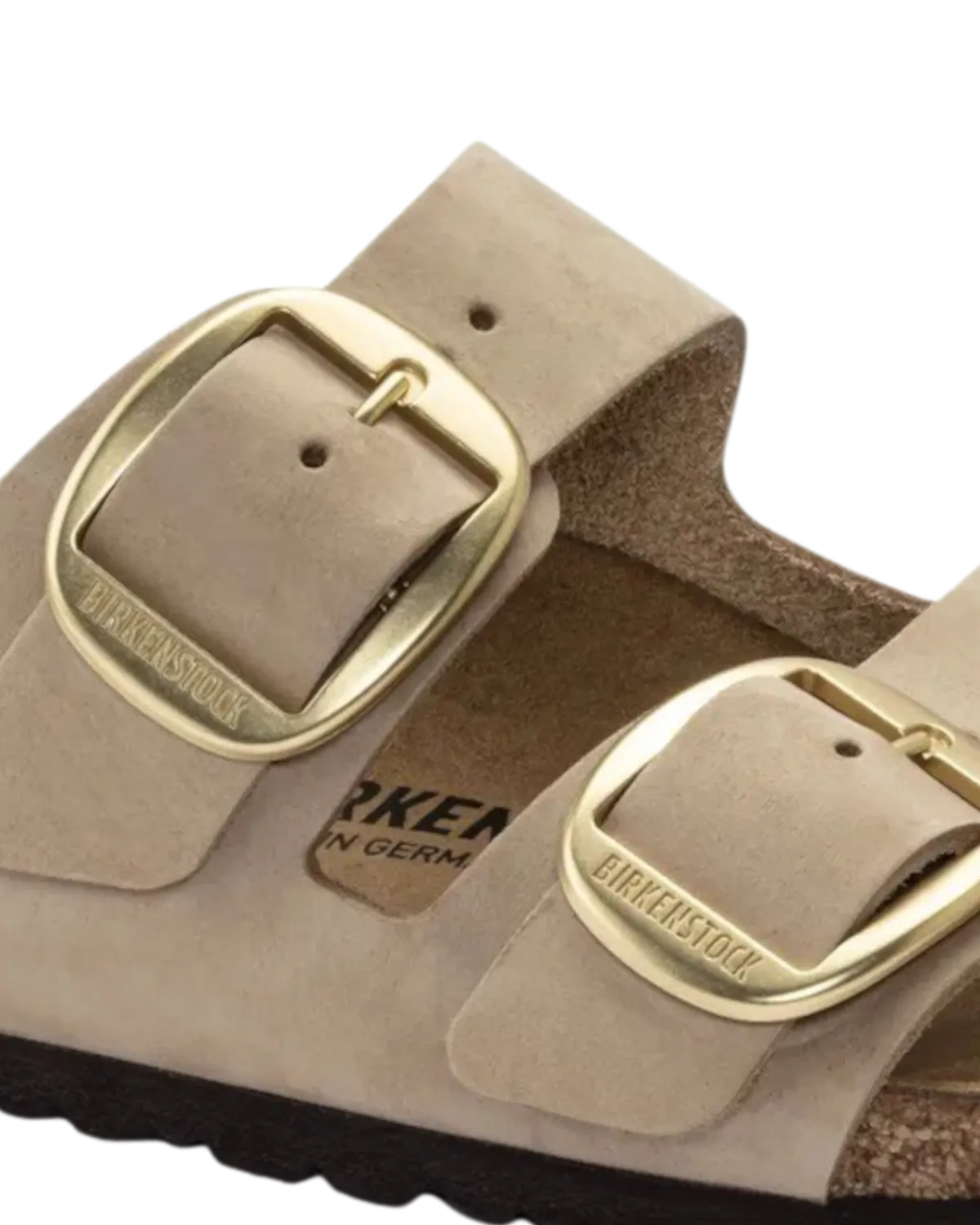 Arizona Big Buckle Nubuk-Ledersandalen in Sandcastle