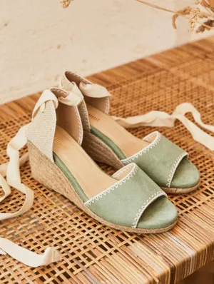 Azalea Vegan Wildleder Keil-Espadrilles Sandalen | Salbei