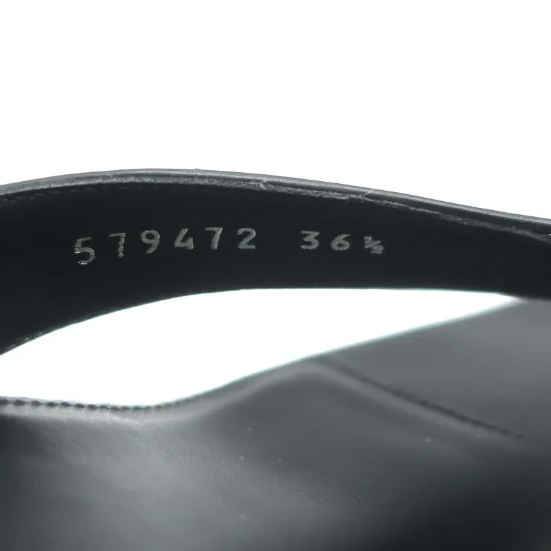 Balenciaga Metal 40 Zehenstegsandalen Schwarz Leder Größe 36.5 Flip-Flop Absätze