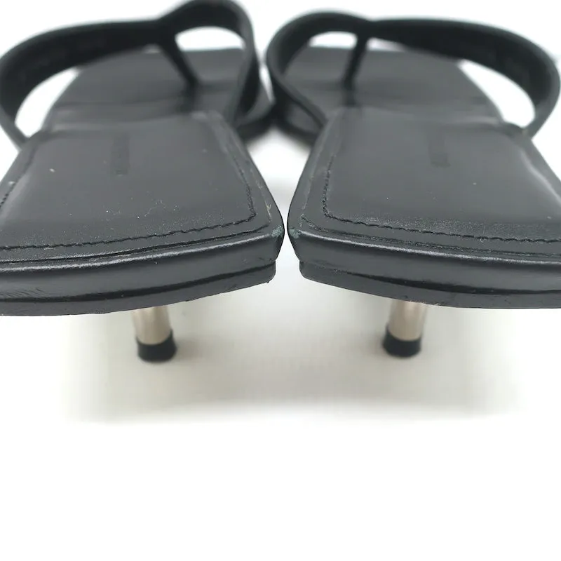 Balenciaga Metal 40 Zehenstegsandalen Schwarz Leder Größe 36.5 Flip-Flop Absätze