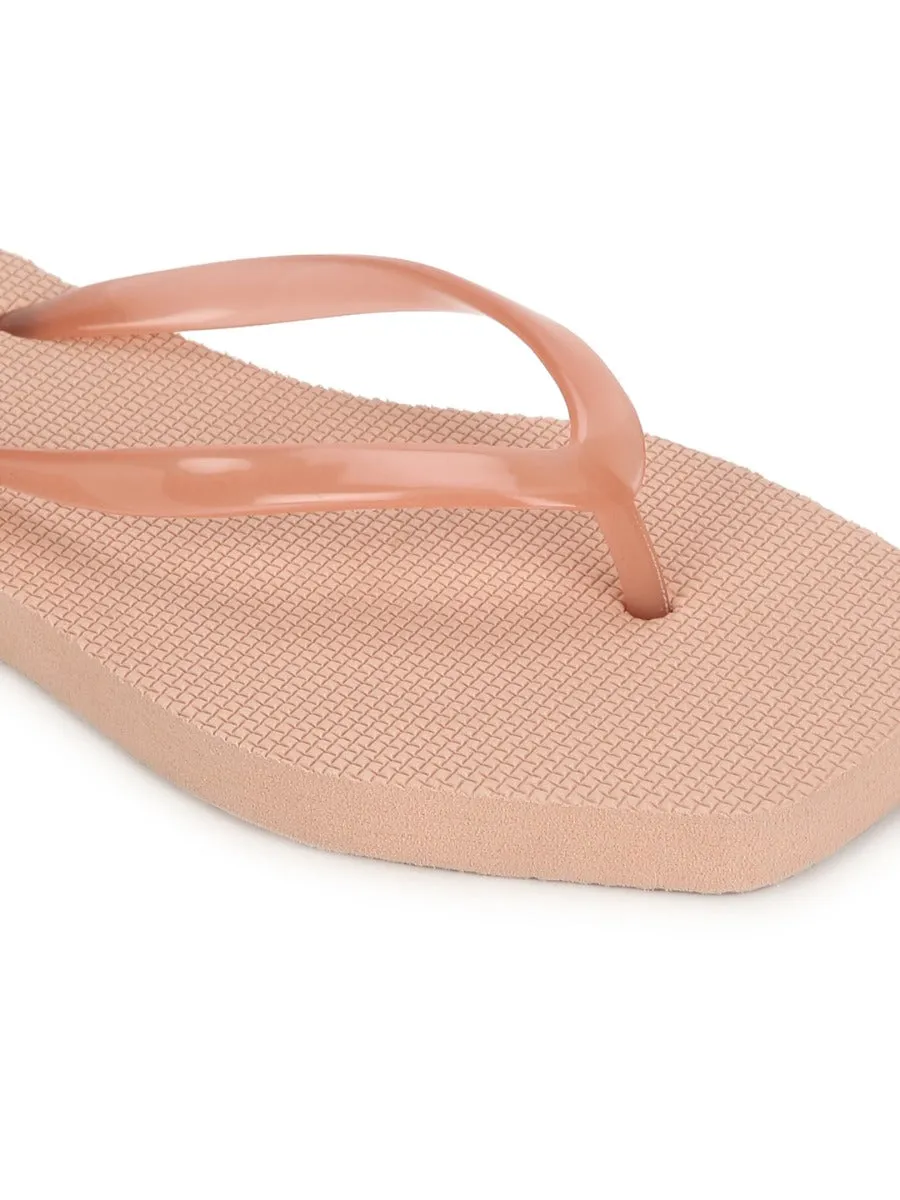 Beige EVA Flip-Flops mit quadratischer Front