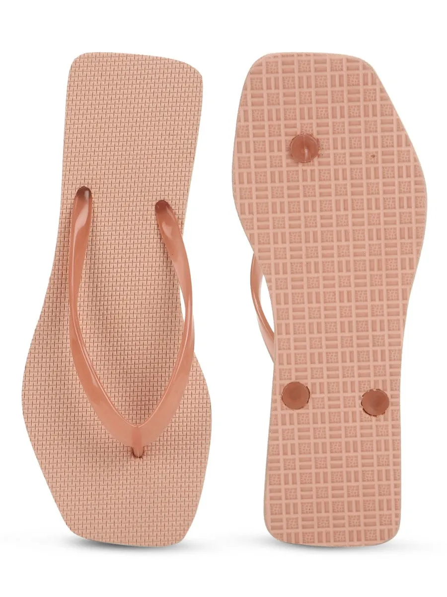 Beige EVA Flip-Flops mit quadratischer Front