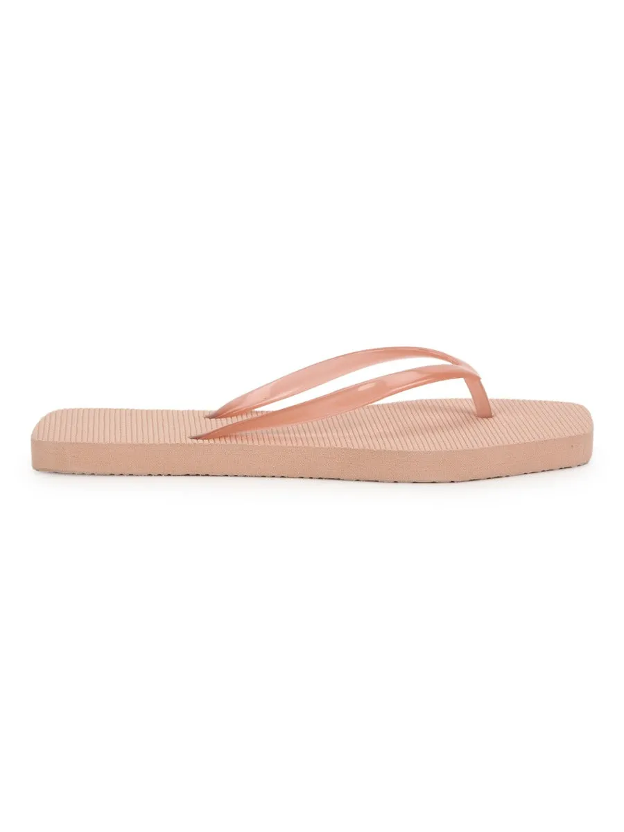 Beige EVA Flip-Flops mit quadratischer Front