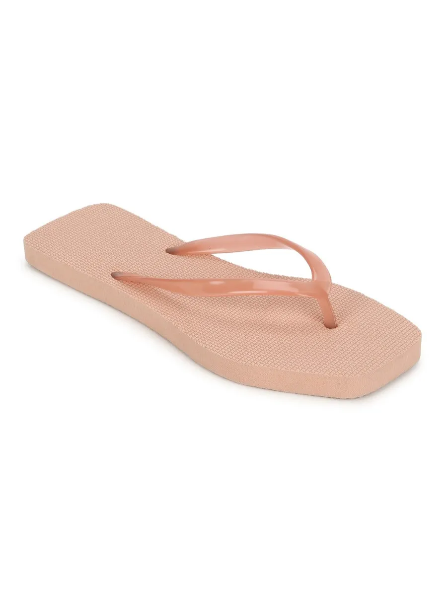 Beige EVA Flip-Flops mit quadratischer Front