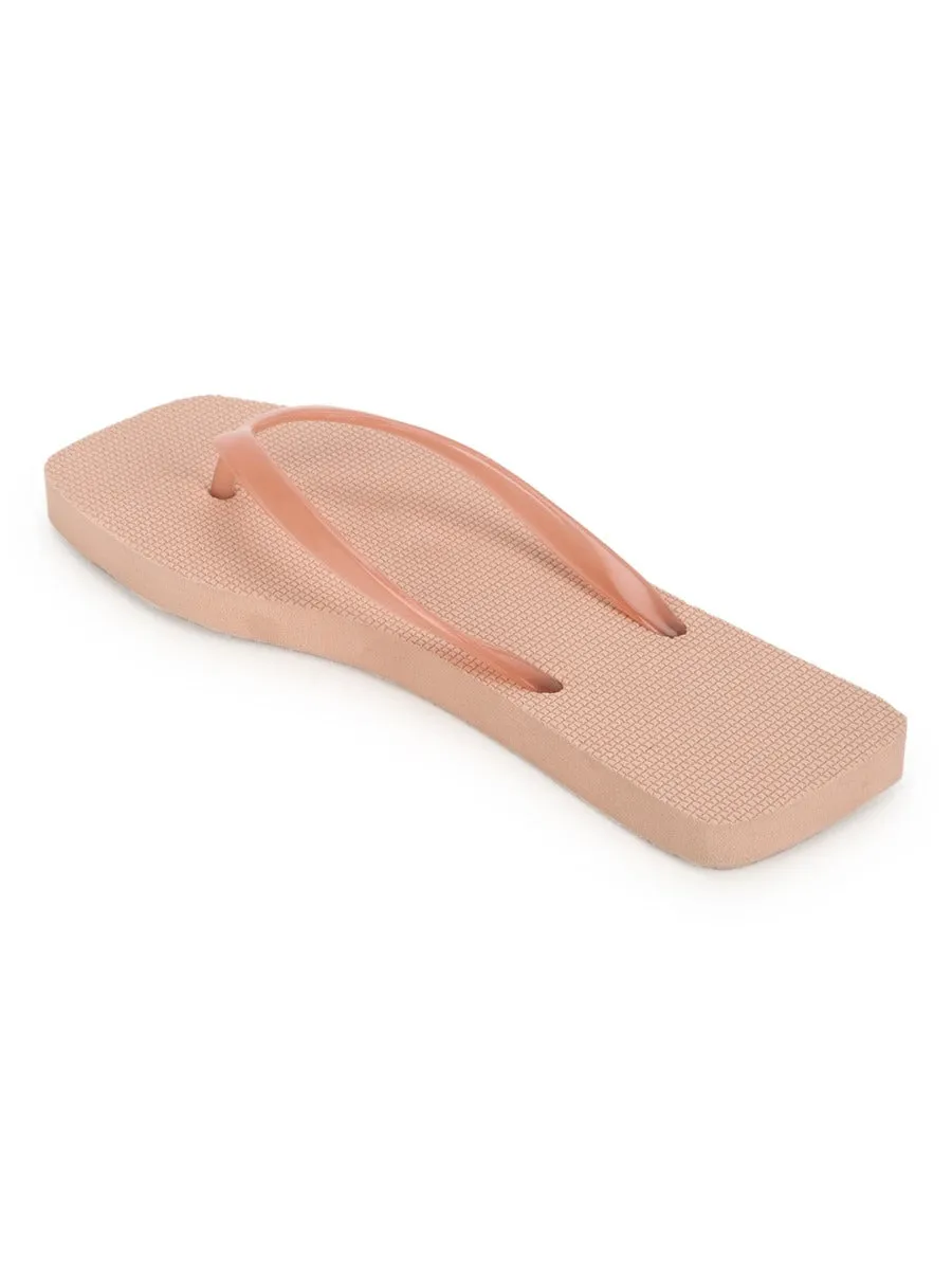 Beige EVA Flip-Flops mit quadratischer Front