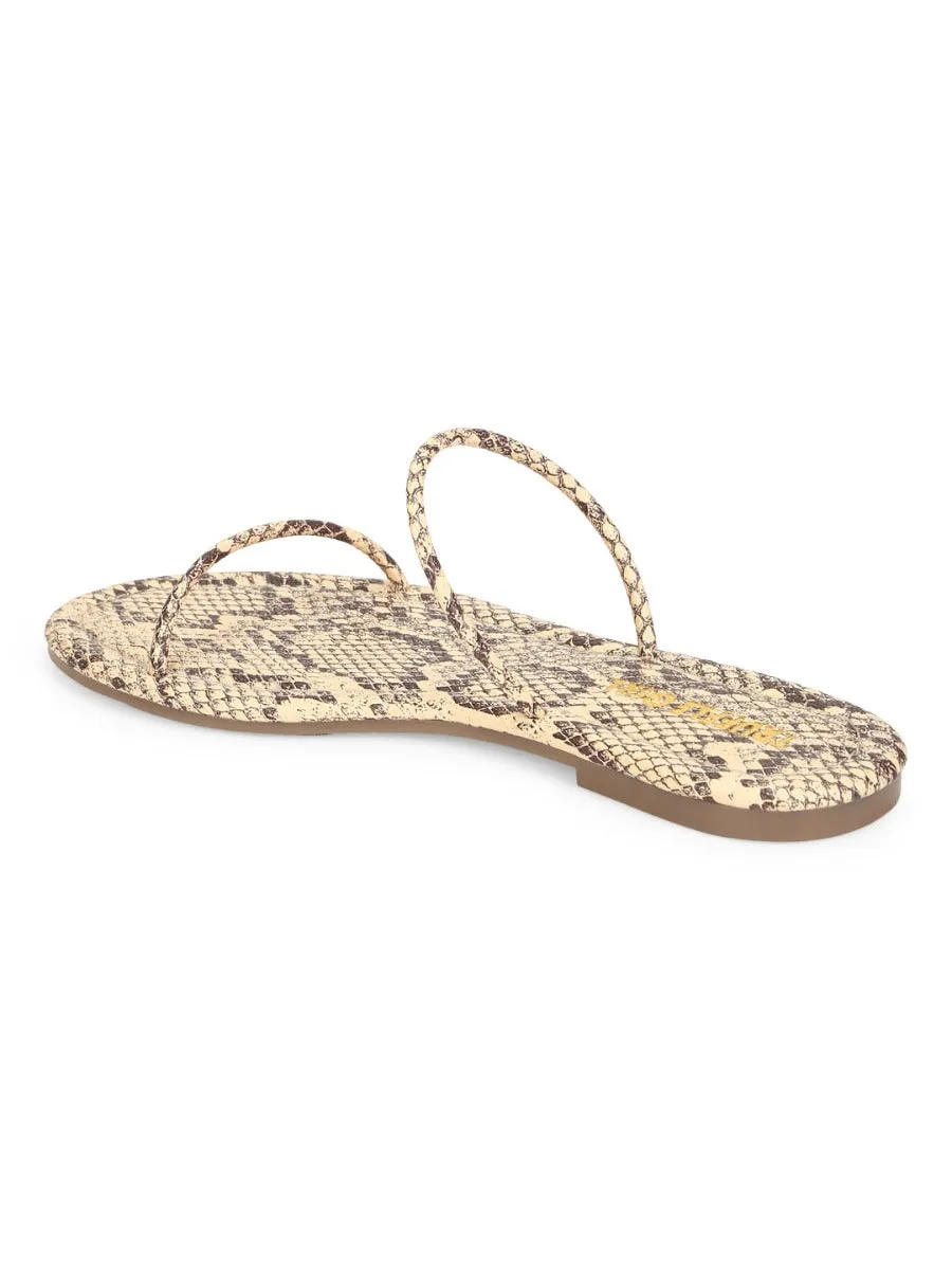 Beige Snake PU Slip-Ons mit dezenter Optik