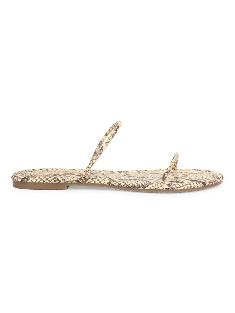 Beige Snake PU Slip-Ons mit dezenter Optik