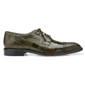 Belvedere Exotische Leder Schuhe Belvedere Batta in Oxfords aus echtem Straußenleder in Oliv