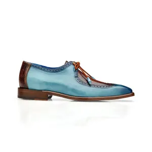 Belvedere Exotische Leder Schuhe Belvedere Etore in Antik Aqua / Antik Mandel Straußenbein & Leder Oxfords
