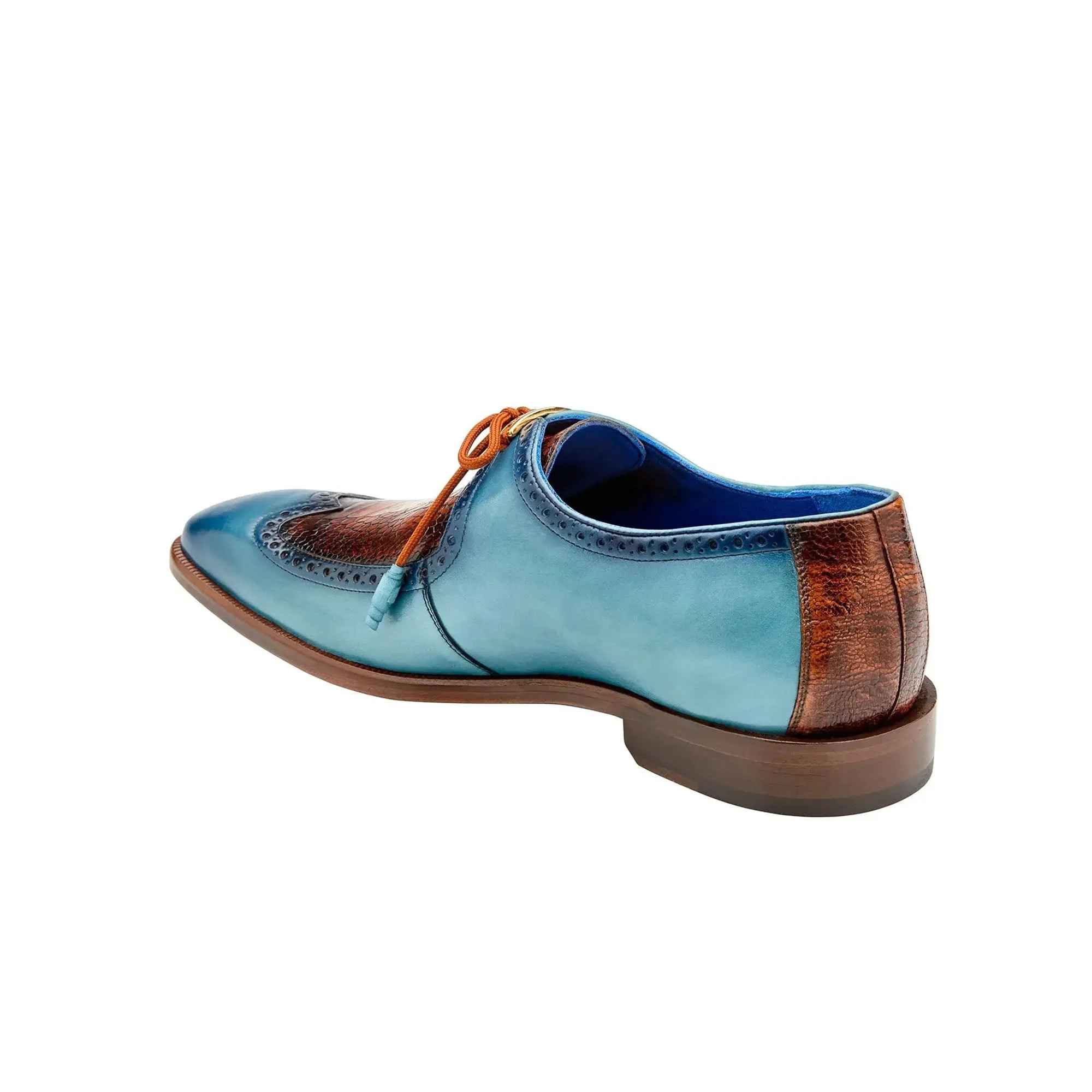 Belvedere Exotische Leder Schuhe Belvedere Etore in Antik Aqua / Antik Mandel Straußenbein & Leder Oxfords