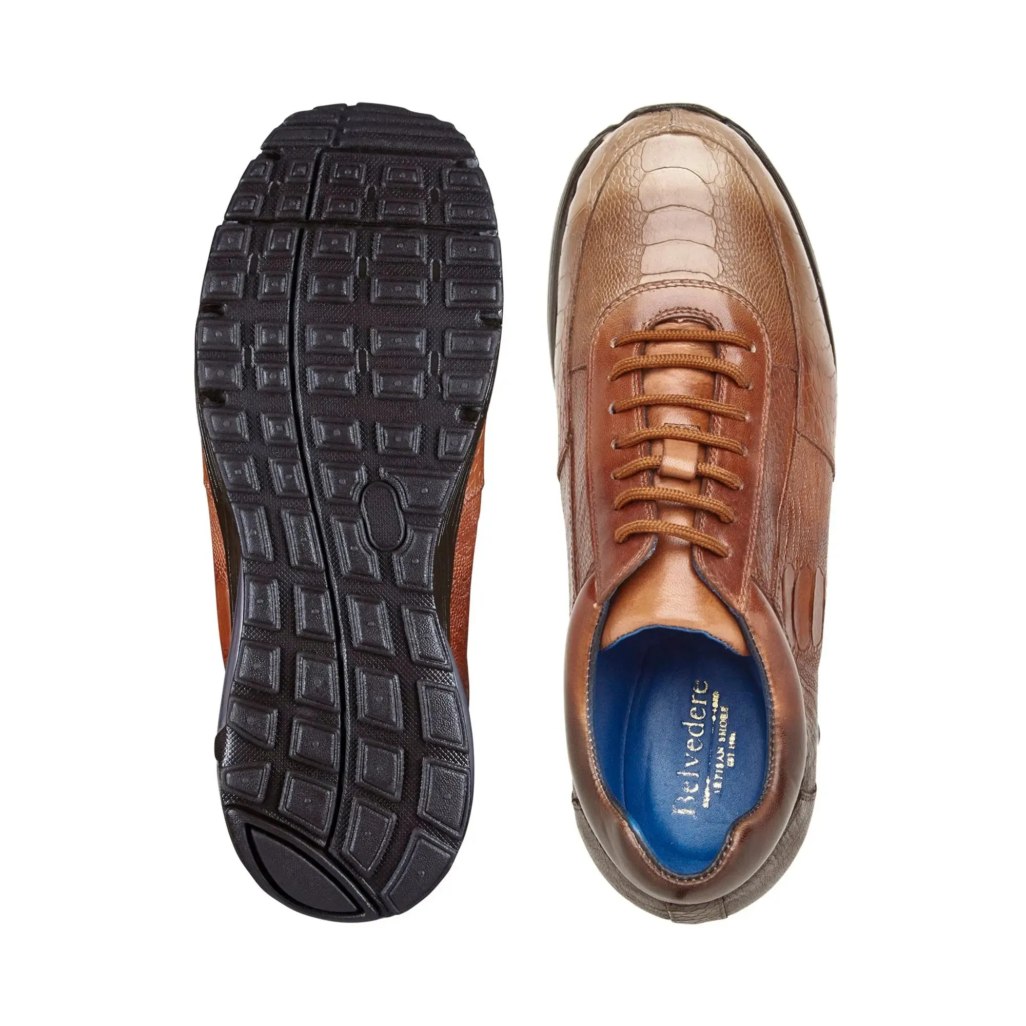 Belvedere Exotische Leder Schuhe Belvedere George in Mehrfarbig Rost Echt Straußenhandbemalte Sneakers