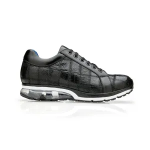 Belvedere Exotische Leder Schuhe Belvedere Magnus in Schwarz Straußen-Patchwork Sneakers