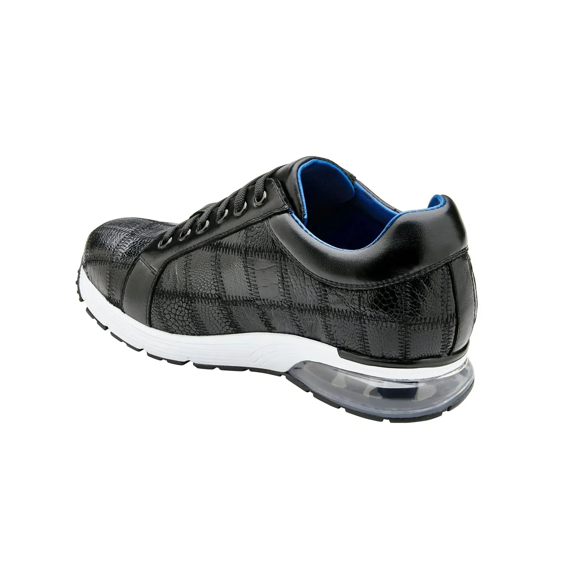 Belvedere Exotische Leder Schuhe Belvedere Magnus in Schwarz Straußen-Patchwork Sneakers