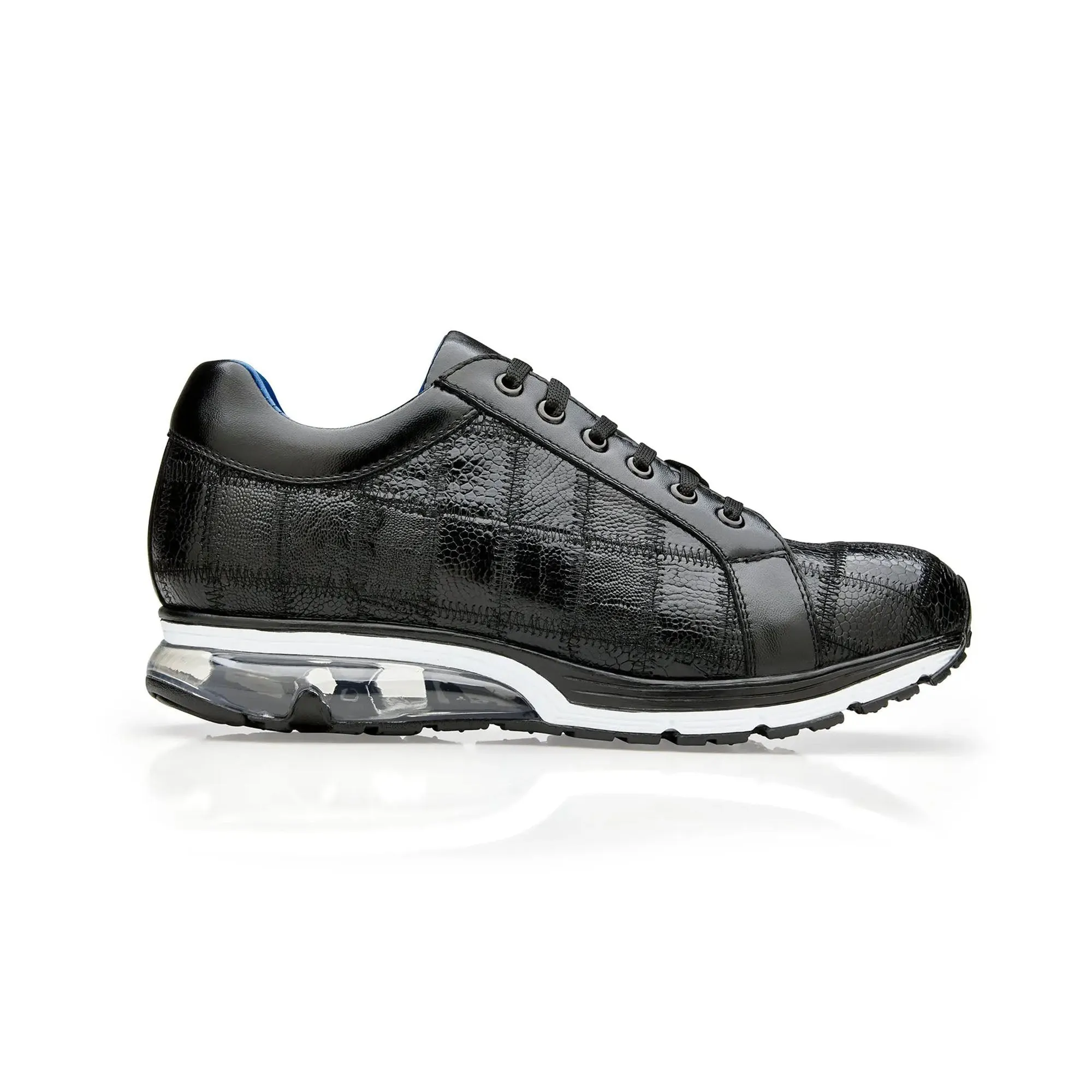 Belvedere Exotische Leder Schuhe Belvedere Magnus in Schwarz Straußen-Patchwork Sneakers