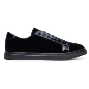 Belvedere Exotische Leder Schuhe Belvedere Teo in Schwarz Samt & Lackleder Sneakers