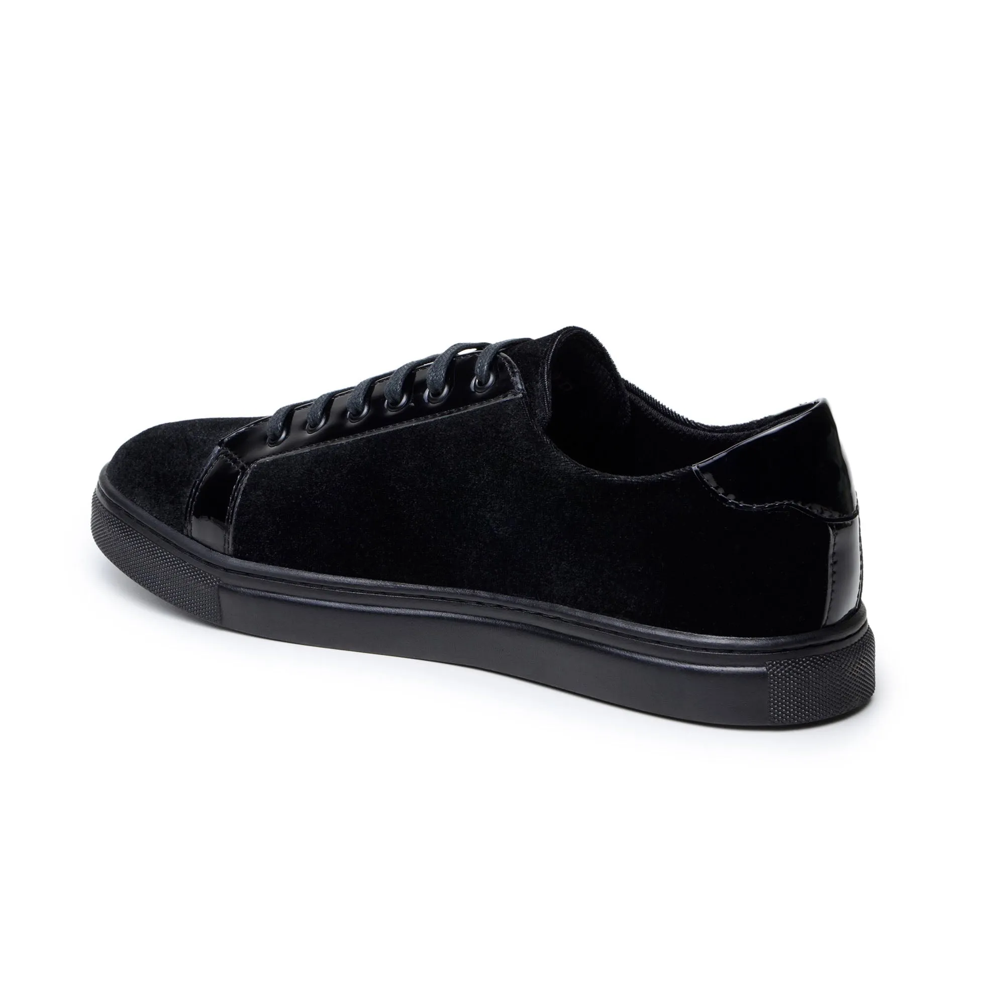 Belvedere Exotische Leder Schuhe Belvedere Teo in Schwarz Samt & Lackleder Sneakers