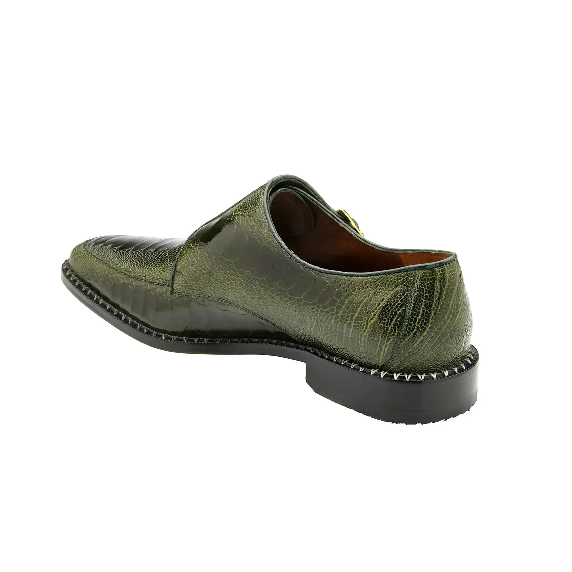 Belvedere Exotische Leder Schuhe Belvedere Valiente in Antik Forest Straußenbein Mönchsriemen