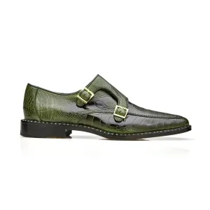 Belvedere Exotische Leder Schuhe Belvedere Valiente in Antik Forest Straußenbein Mönchsriemen