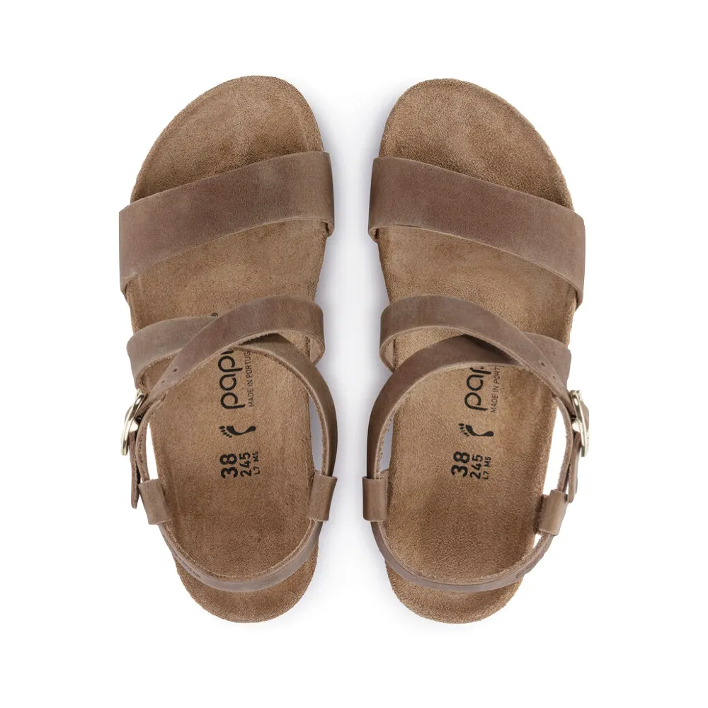 Birkenstock Damen Sibyl Keil-Sandalette aus geöltem Nubuk in Cognac