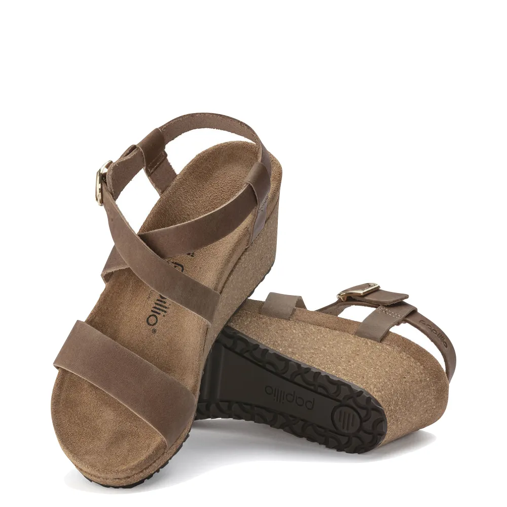 Birkenstock Damen Sibyl Keil-Sandalette aus geöltem Nubuk in Cognac