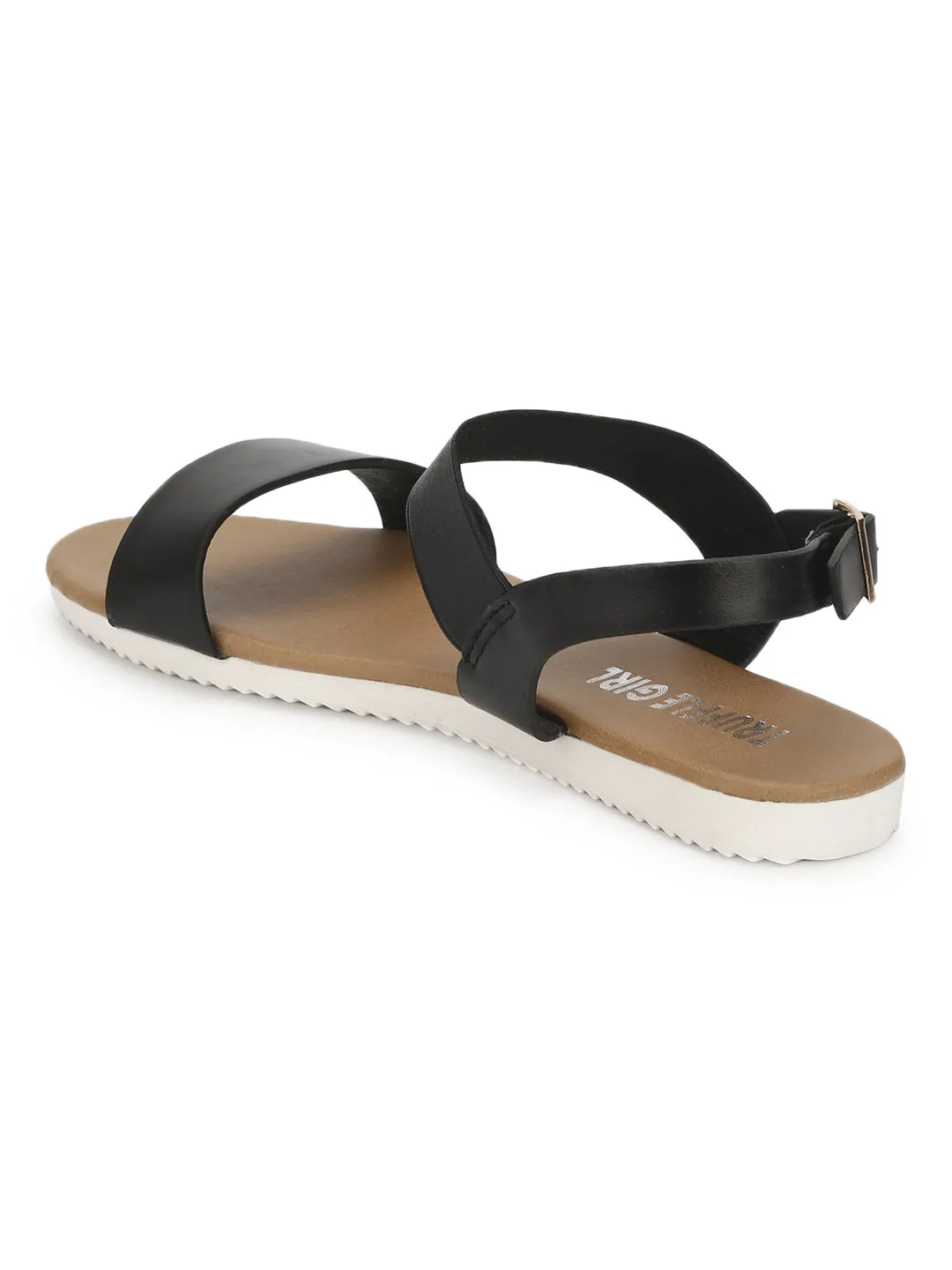 Schwarze Sandalen mit Knöchelriemen und Schlupfverschluss