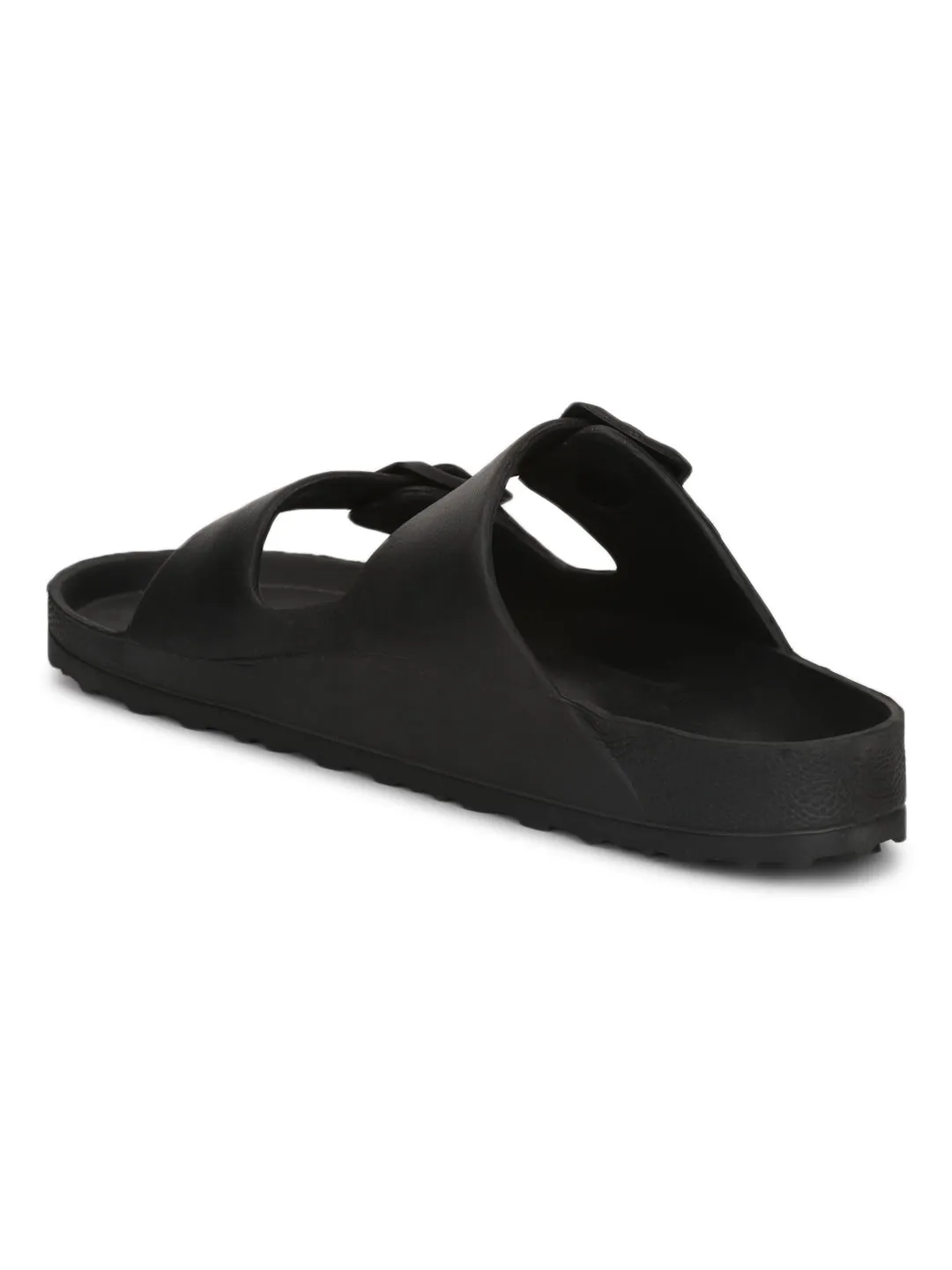 Schwarze Flache Schuhe mit Doppelriemen und Schlupffunktion