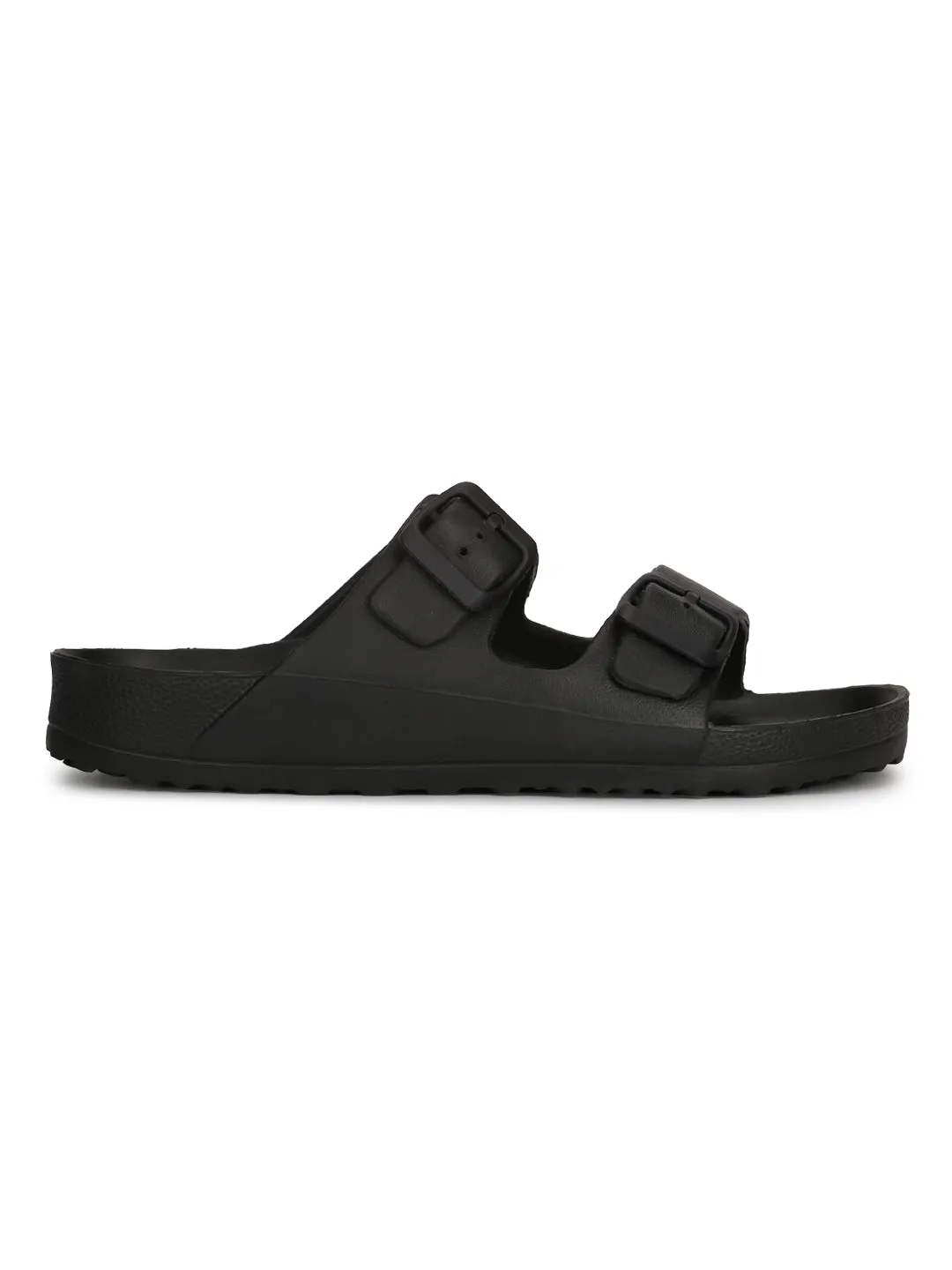 Schwarze Flache Schuhe mit Doppelriemen und Schlupffunktion