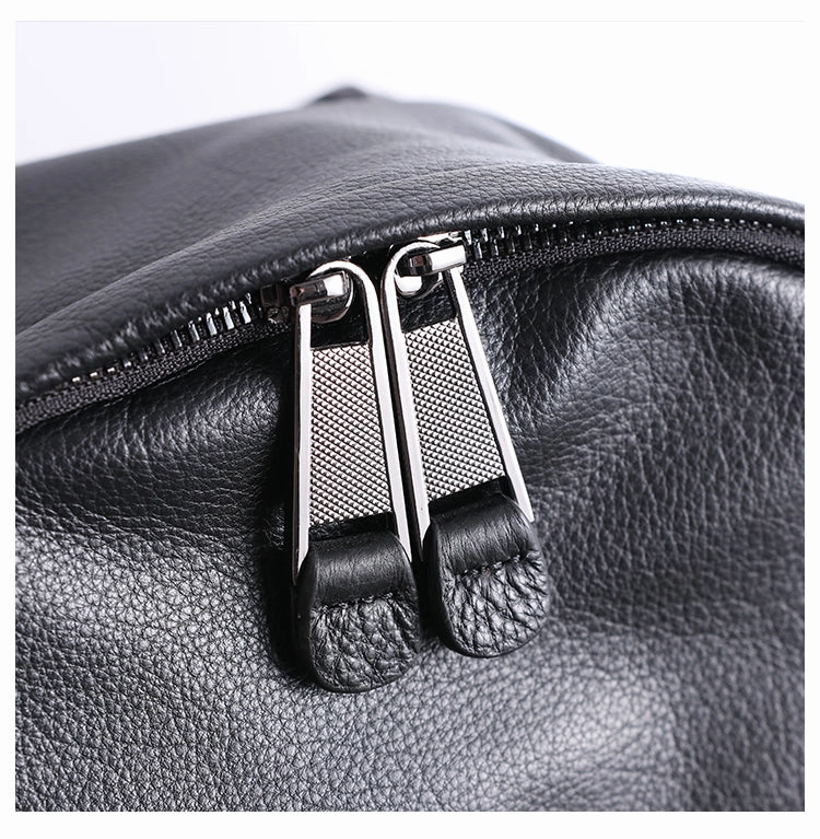 Schwarzer Leder Umhängetaschen-Rucksack für Damen, Niedlicher Schulrucksack, Schwarze Leder College-Tasche für Frauen