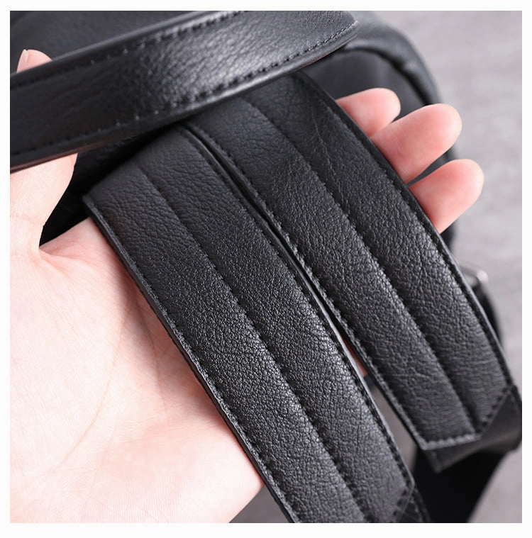 Schwarzer Leder Umhängetaschen-Rucksack für Damen, Niedlicher Schulrucksack, Schwarze Leder College-Tasche für Frauen