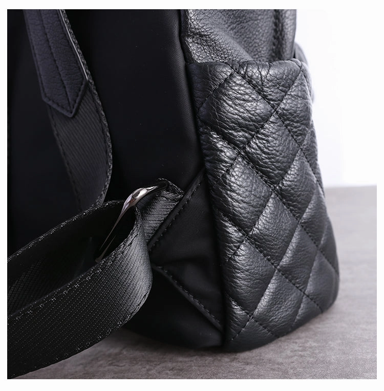 Schwarzer Leder Umhängetaschen-Rucksack für Damen, Niedlicher Schulrucksack, Schwarze Leder College-Tasche für Frauen