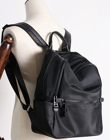 Black Nylon Backpack Womens Travel Backpack Purse Black Nylon School Rucksack for Ladies