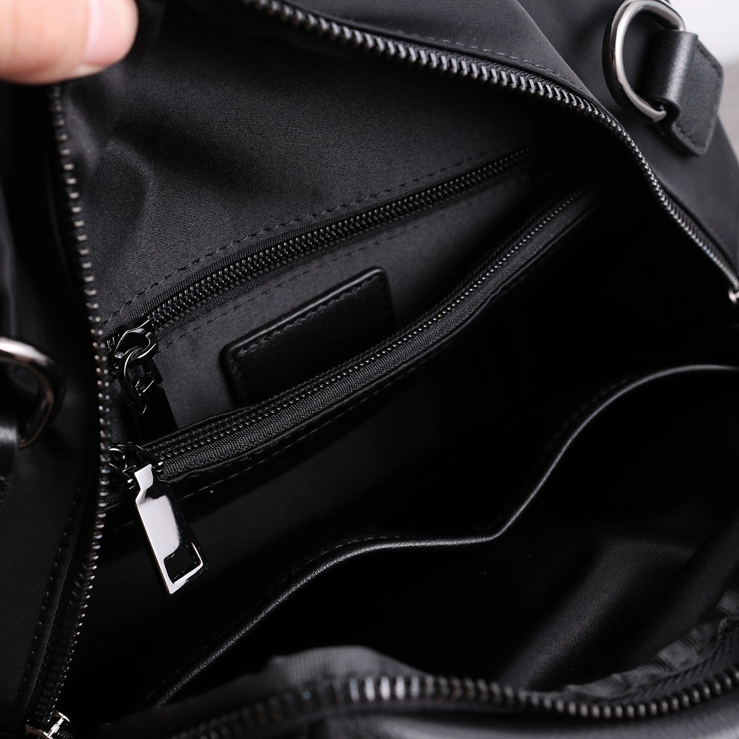 Black Nylon Backpacks Womens Cute School Backpack Purse Black Nylon Leather College Rucksack for Ladies