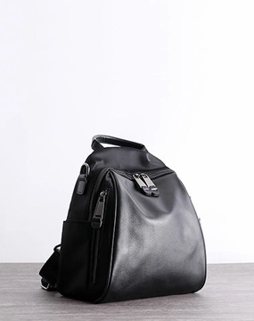 Black Nylon Backpacks Womens Cute School Backpack Purse Black Nylon Leather College Rucksack for Ladies