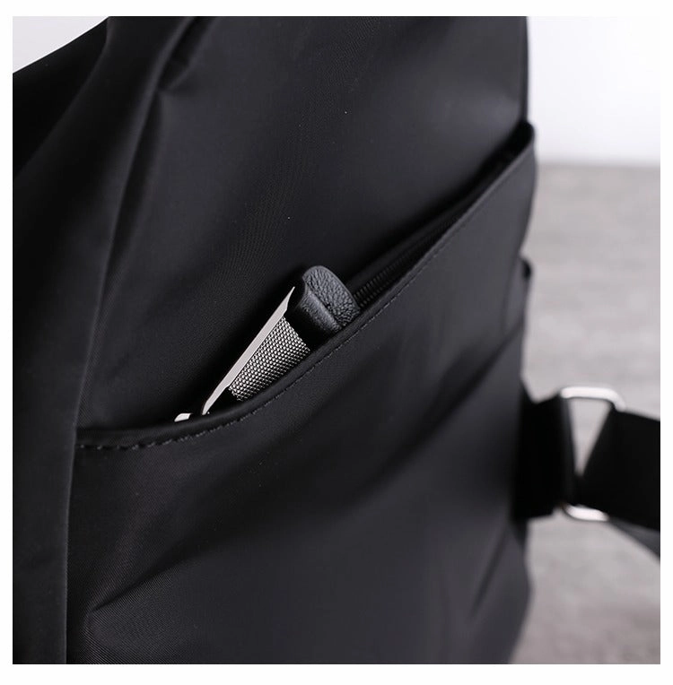 Black Nylon Backpacks Womens Cute School Backpack Purse Black Nylon Leather College Rucksack for Ladies