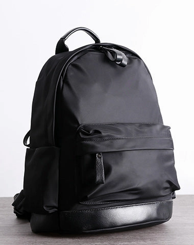 Schwarzer Nylon-Leder Umhängetaschen-Rucksack Damen Schulrucksack Handtasche Nylon-Leder Reiserucksack für Frauen