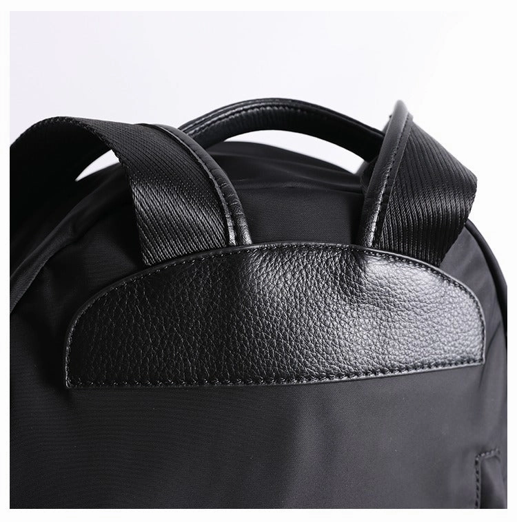 Schwarzer Nylon-Leder Umhängetaschen-Rucksack Damen Schulrucksack Handtasche Nylon-Leder Reiserucksack für Frauen