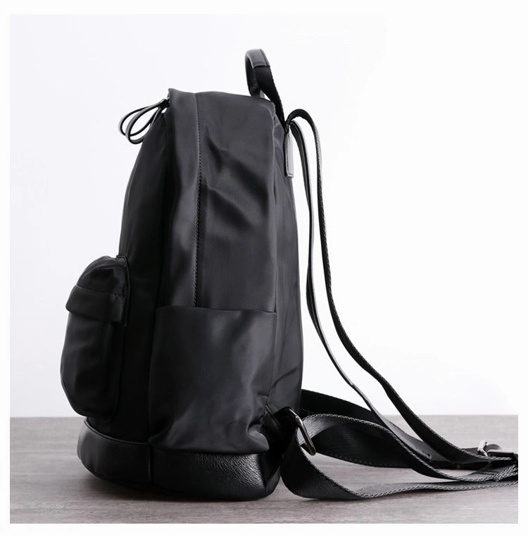 Schwarzer Nylon-Leder Umhängetaschen-Rucksack Damen Schulrucksack Handtasche Nylon-Leder Reiserucksack für Frauen