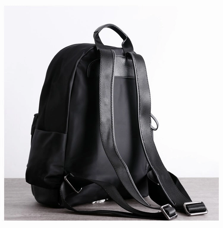 Schwarzer Nylon-Leder Umhängetaschen-Rucksack Damen Schulrucksack Handtasche Nylon-Leder Reiserucksack für Frauen