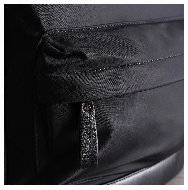 Schwarzer Nylon-Leder Umhängetaschen-Rucksack Damen Schulrucksack Handtasche Nylon-Leder Reiserucksack für Frauen
